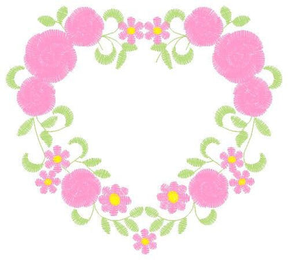 Alphabet embroidery designs set - Letters with heart frame embroidery design - Monogram embroidery machine embroidery file - Flowers roses