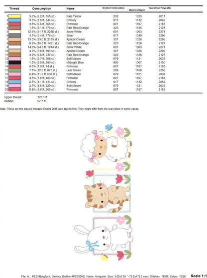 Cat animals embroidery design - Sheep embroidery designs machine embroidery pattern - Rabbit embroidery file - Baby girl embroidery pes jef Marcia Embroidery