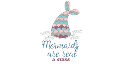 Mermaids are real embroidery designs - Mermaid embroidery design machine embroidery pattern - Mermaid tail rippled design digital download - Marcia Embroidery
