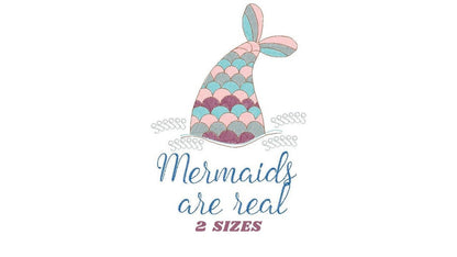 Mermaids are real embroidery designs - Mermaid embroidery design machine embroidery pattern - Mermaid tail rippled design digital download - Marcia Embroidery