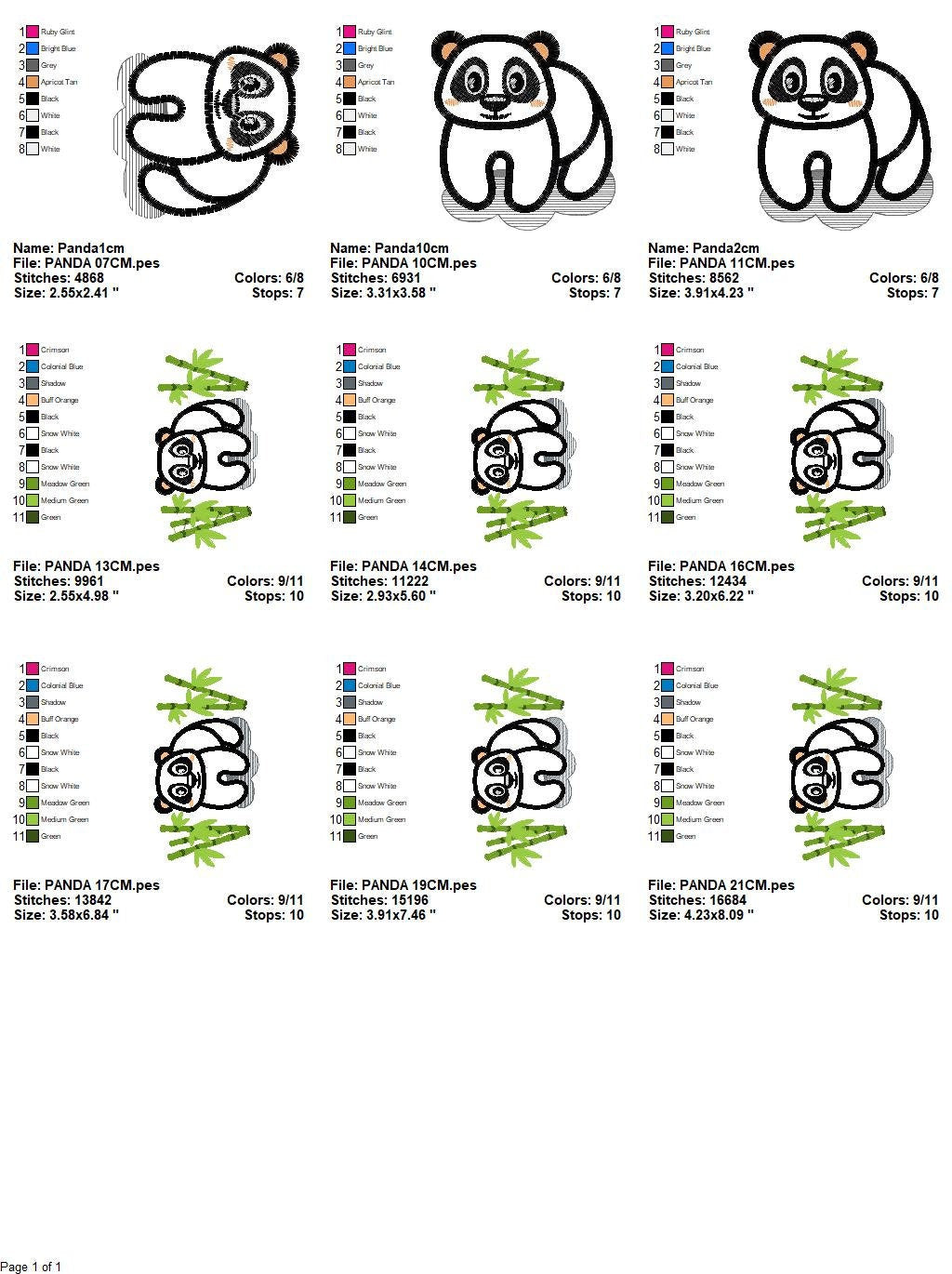 Panda with bamboo embroidery design - China Animal machine embroidery pattern - Baby boy file - Instant download pes