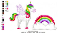 Carica l&#39;immagine nel visualizzatore di Gallery, Unicorn embroidery designs - Baby Girl embroidery design machine embroidery pattern - Magical rainbow Fantasy embroidery download file pes
