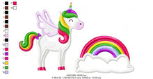 Cargar imagen en el visor de la galería, Unicorn embroidery designs - Baby Girl embroidery design machine embroidery pattern - Magical rainbow Fantasy embroidery download file pes
