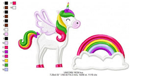 Unicorn embroidery designs - Baby Girl embroidery design machine embroidery pattern - Magical rainbow Fantasy embroidery download file pes