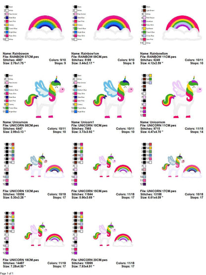 Unicorn embroidery designs - Baby Girl embroidery design machine embroidery pattern - Magical rainbow Fantasy embroidery download file pes