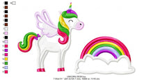 Carica l&#39;immagine nel visualizzatore di Gallery, Unicorn embroidery designs - Baby Girl embroidery design machine embroidery pattern - Magical rainbow Fantasy embroidery download file pes
