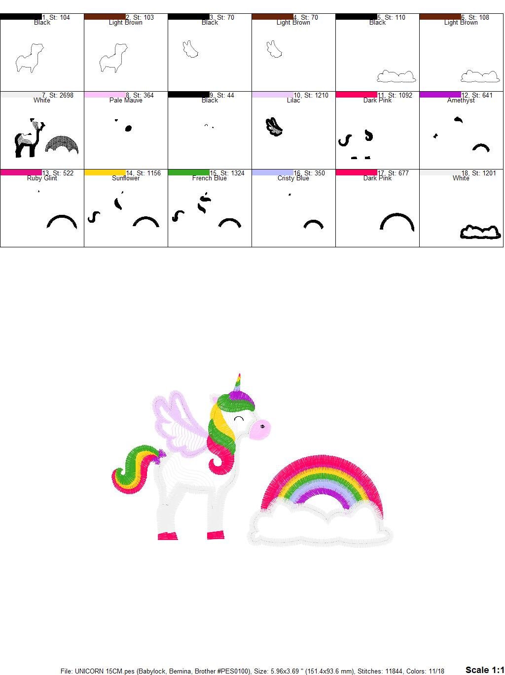 Unicorn embroidery designs - Baby Girl embroidery design machine embroidery pattern - Magical rainbow Fantasy embroidery download file pes