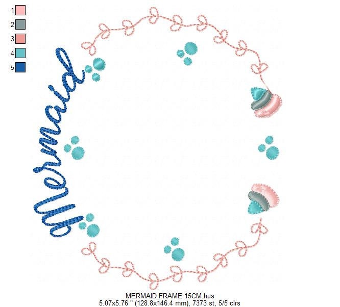 Mermaid Monogram Frame embroidery designs - Mermaid Tail embroidery design machine embroidery pattern - Mermaid Fin embroidery download pes