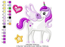 Cargar imagen en el visor de la galería, Unicorn embroidery design - Baby girl embroidery designs machine embroidery pattern - Fantasy Magical embroidery file - instant download pes
