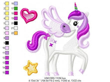 Cargar imagen en el visor de la galería, Unicorn embroidery design - Baby girl embroidery designs machine embroidery pattern - Fantasy Magical embroidery file - instant download pes
