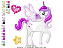 Cargar imagen en el visor de la galería, Unicorn embroidery design - Baby girl embroidery designs machine embroidery pattern - Fantasy Magical embroidery file - instant download pes
