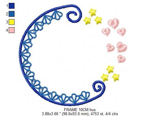 Mermaid Monogram Frame embroidery designs - Mermaid Stars and Hearts embroidery design machine embroidery pattern - instant download pes jef