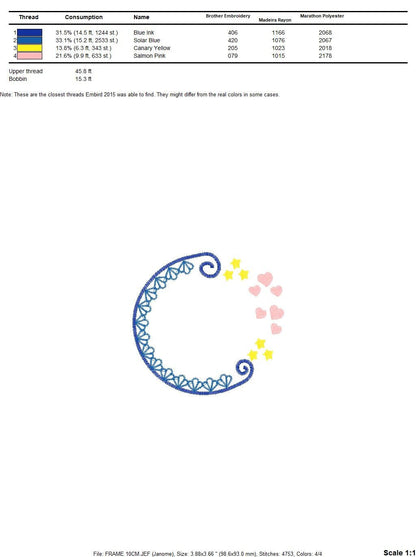 Mermaid Monogram Frame embroidery designs - Mermaid Stars and Hearts embroidery design machine embroidery pattern - instant download pes jef