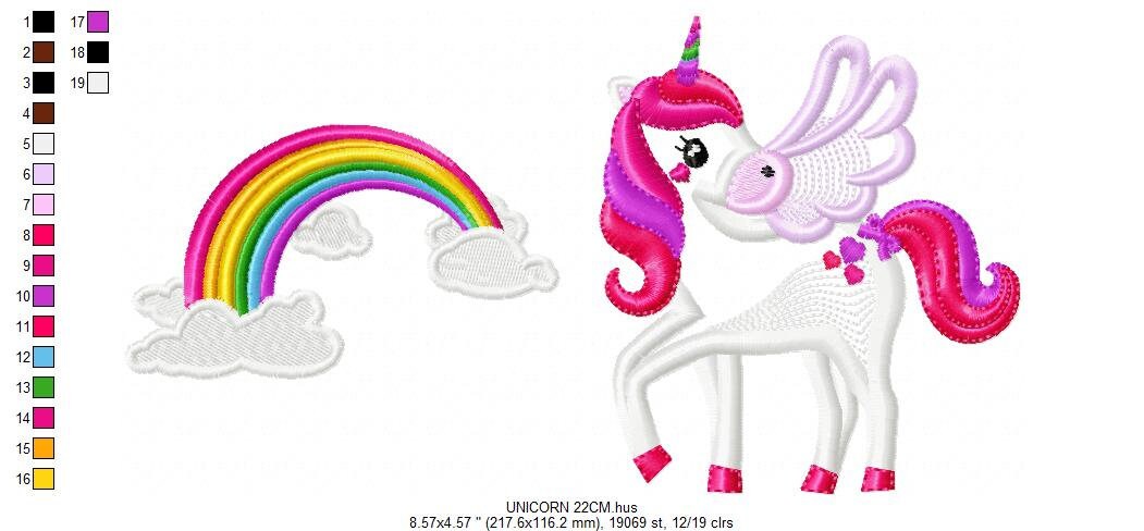 Unicorn with wings embroidery designs - Rainbow embroidery design machine embroidery pattern - Unicorn rainbow applique - instant download