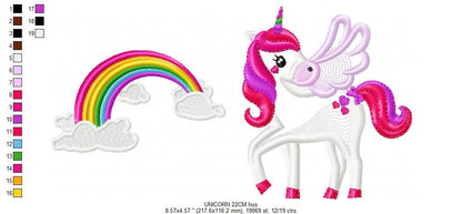 Unicorn with wings embroidery designs - Rainbow embroidery design machine embroidery pattern - Unicorn rainbow applique - instant download