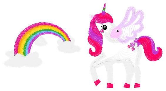 Unicorn with wings embroidery designs - Rainbow embroidery design machine embroidery pattern - Unicorn rainbow applique - instant download