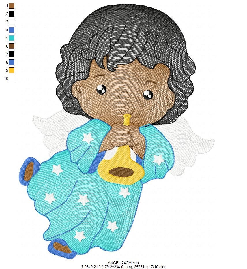 Angel embroidery designs - Baby boy embroidery design machine embroidery pattern - Angel with trumpet embroidery file - instant download jef