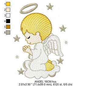 Angel with wings halo and cloud embroidery designs - Baby boy embroidery design machine embroidery pattern - Boy with wings embroidery file