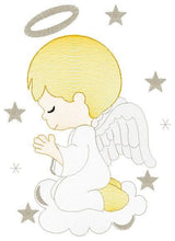 Carica l&#39;immagine nel visualizzatore di Gallery, Angel with wings halo and cloud embroidery designs - Baby boy embroidery design machine embroidery pattern - Boy with wings embroidery file
