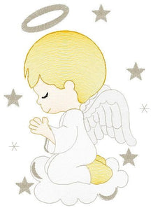 Angel with wings halo and cloud embroidery designs - Baby boy embroidery design machine embroidery pattern - Boy with wings embroidery file