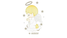 Carica l&#39;immagine nel visualizzatore di Gallery, Angel with wings halo and cloud embroidery designs - Baby boy embroidery design machine embroidery pattern - Boy with wings embroidery file
