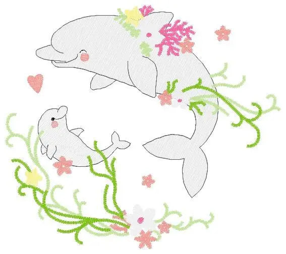Dolphin embroidery designs - Ocean Fish embroidery design machine embroidery pattern - Baby girl embroidery file - sea animal embroidery pes Marcia Embroidery