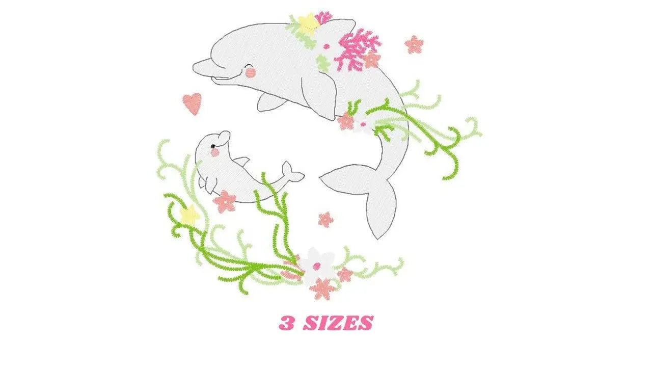 Dolphin embroidery designs - Ocean Fish embroidery design machine embroidery pattern - Baby girl embroidery file - sea animal embroidery pes Marcia Embroidery