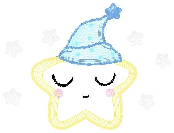 Star applique embroidery designs - Sleeping Star machine embroidery pattern - Baby boy file - Instant digital download pes jef dst hus vp3 - Marcia Embroidery