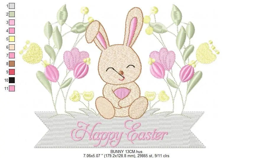 Easter Bunny embroidery design - Rabbit embroidery designs machine embroidery pattern - Happy Easter embroidery file - instant download pes Marcia Embroidery