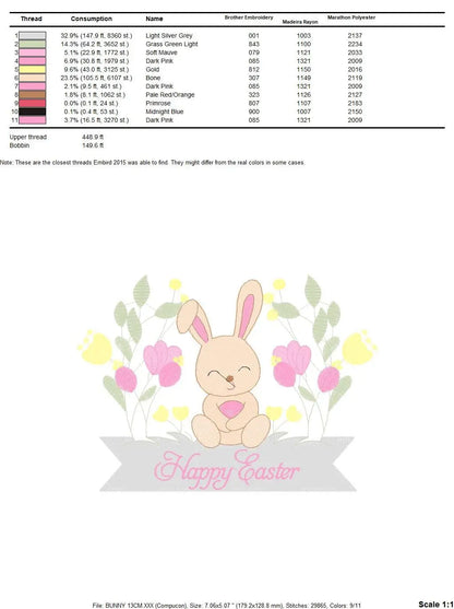 Easter Bunny embroidery design - Rabbit embroidery designs machine embroidery pattern - Happy Easter embroidery file - instant download pes Marcia Embroidery