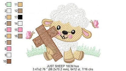 Easter Sheep embroidery design - Sheep with cross embroidery machine embroidery pattern - Religious embroidery file - Have a blessed Easter Marcia Embroidery