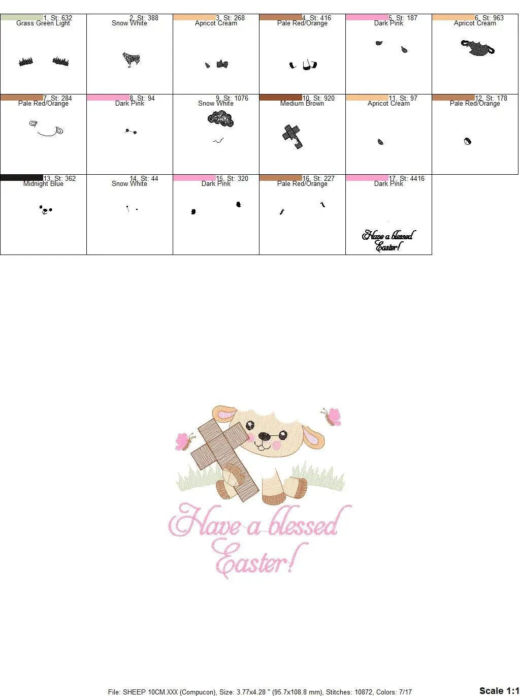 Easter Sheep embroidery design - Sheep with cross embroidery machine embroidery pattern - Religious embroidery file - Have a blessed Easter Marcia Embroidery