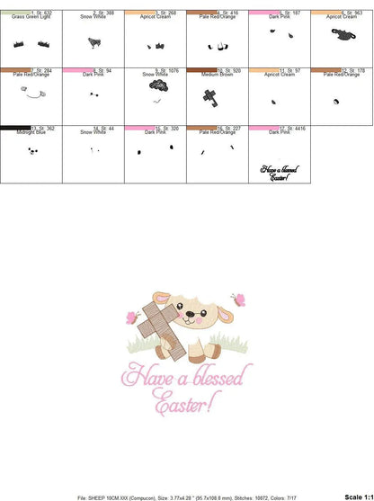 Easter Sheep embroidery design - Sheep with cross embroidery machine embroidery pattern - Religious embroidery file - Have a blessed Easter Marcia Embroidery