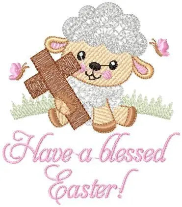 Easter Sheep embroidery design - Sheep with cross embroidery machine embroidery pattern - Religious embroidery file - Have a blessed Easter Marcia Embroidery
