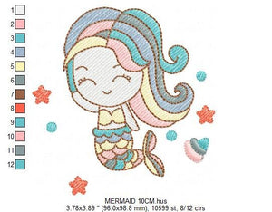 Mermaid embroidery designs - Sea Princess embroidery design machine embroidery pattern - Baby girl embroidery file instant digital download
