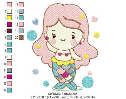 Mermaid embroidery designs - Princess embroidery design machine embroidery pattern - Mermaid rippled design - Girl embroidery file download - Marcia Embroidery