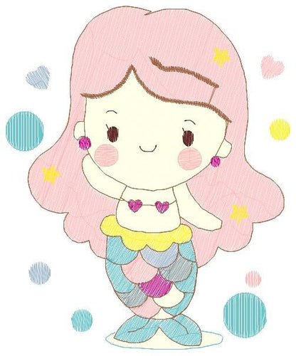 Mermaid embroidery designs - Princess embroidery design machine embroidery pattern - Mermaid rippled design - Girl embroidery file download - Marcia Embroidery