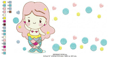 Mermaid embroidery designs - Princess embroidery design machine embroidery pattern - Mermaid rippled design - Girl embroidery file download - Marcia Embroidery