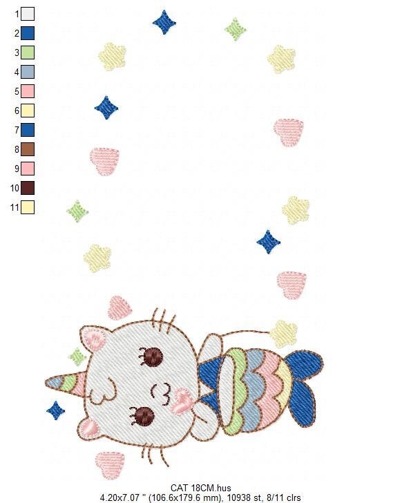 Mermaid embroidery designs - Mermaid Cat embroidery design machine embroidery pattern - Mermaid rippled design Kitty embroidery download pes Marcia Embroidery