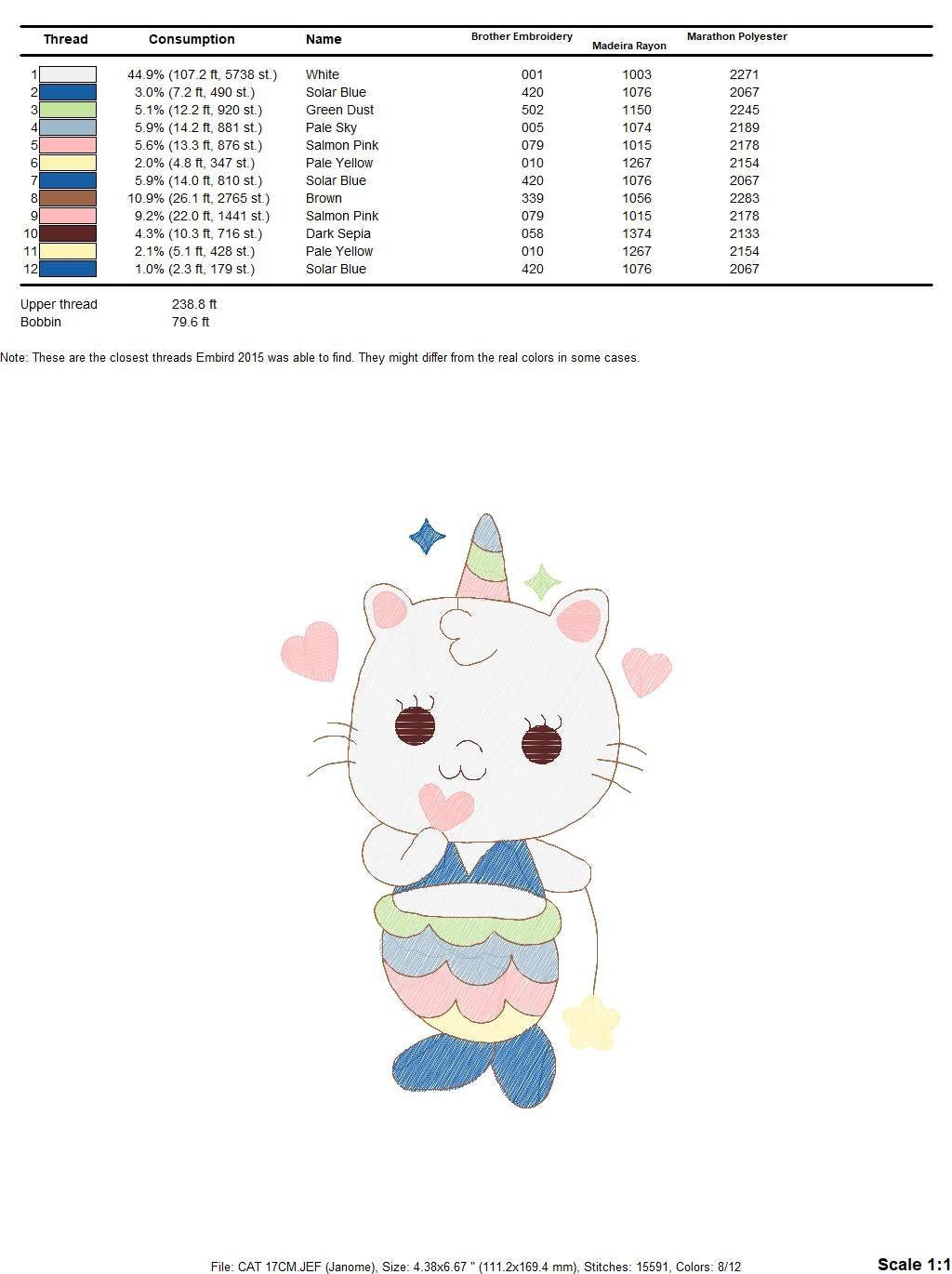 Mermaid embroidery designs - Mermaid Cat embroidery design machine embroidery pattern - Mermaid rippled design Kitty embroidery download pes Marcia Embroidery