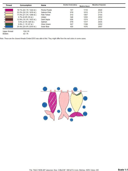 Mermaid embroidery designs - Mermaid Tail embroidery design machine embroidery pattern - Mermaid fin design - Girl embroidery file download