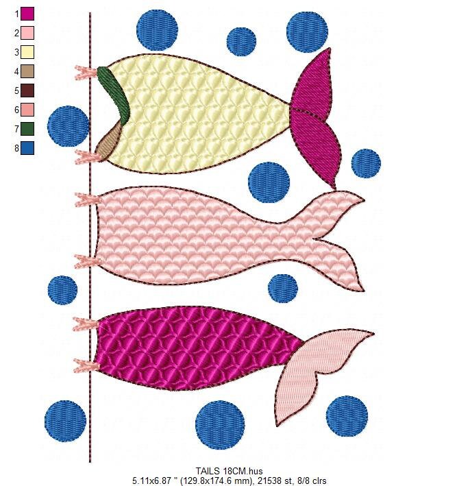 Mermaid embroidery designs - Mermaid Tail embroidery design machine embroidery pattern - Mermaid fin design - Girl embroidery file download