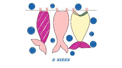 Mermaid embroidery designs - Mermaid Tail embroidery design machine embroidery pattern - Mermaid fin design - Girl embroidery file download