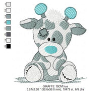 Cargar imagen en el visor de la galería, Ragged Giraffe embroidery design - Patched Animal embroidery designs machine embroidery pattern - Baby boy embroidery file - easy download
