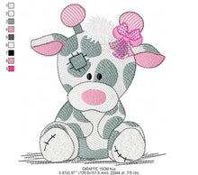 Charger l&#39;image dans la galerie, Patched Giraffe embroidery design - Ragged Animal embroidery designs machine embroidery pattern - Baby girl embroidery file - cute sweet
