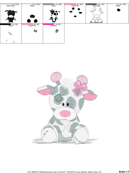 Patched Giraffe embroidery design - Ragged Animal embroidery designs machine embroidery pattern - Baby girl embroidery file - cute sweet Marcia Embroidery