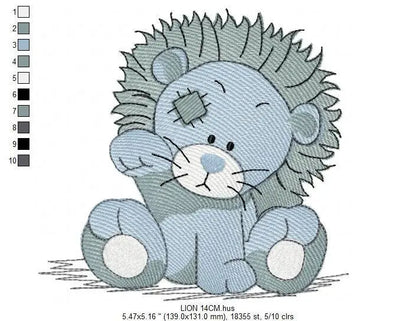 Patched Lion embroidery designs - Safari embroidery design machine embroidery pattern - Baby boy embroidery file - Lion embroidery download Marcia Embroidery
