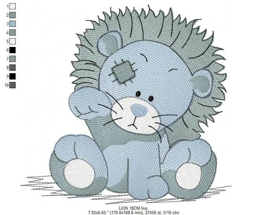 Patched Lion embroidery designs - Safari embroidery design machine embroidery pattern - Baby boy embroidery file - Lion embroidery download Marcia Embroidery