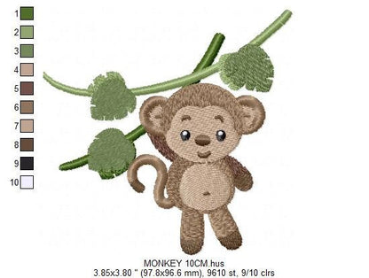 Safari embroidery designs - Monkey embroidery design machine embroidery pattern - Animal embroidery file - Baby boy embroidery download pes