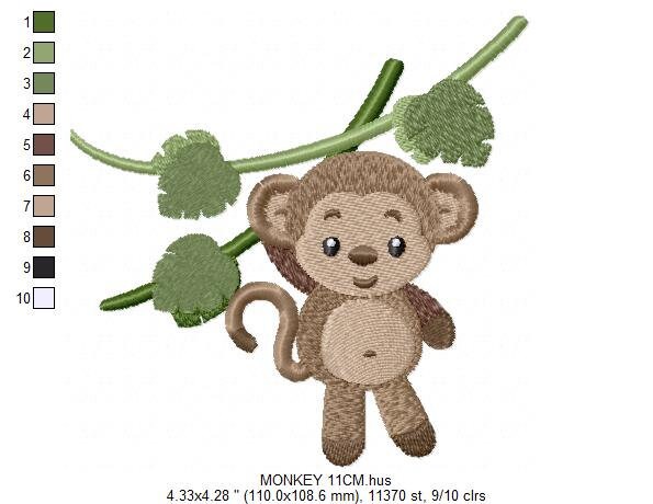 Safari embroidery designs - Monkey embroidery design machine embroidery pattern - Animal embroidery file - Baby boy embroidery download pes